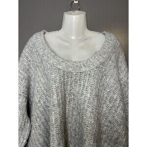 Free People Sweater Womens XS Gray Chunky Knit Oversized High Low Hem Pullover